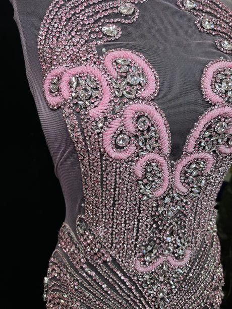 Rhinestone Bodice Applique in Baby Pink