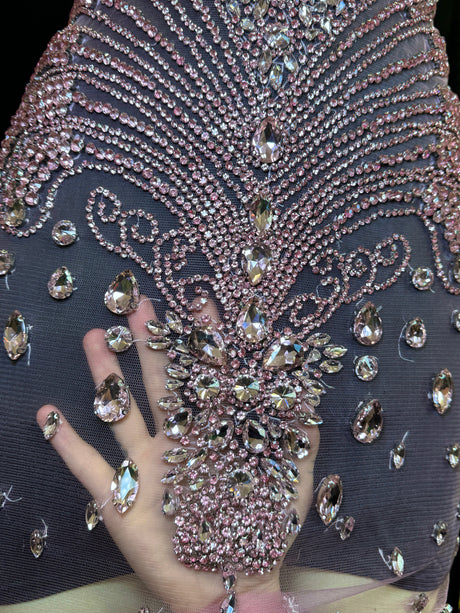 Rhinestone Bodice Applique in Baby Pink