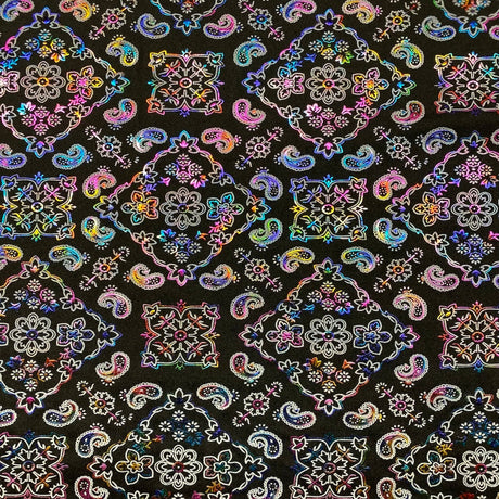 Bandana Paisley Print Nylon Spandex Fabric - Paisley Print, 60" Width (1 Yard)