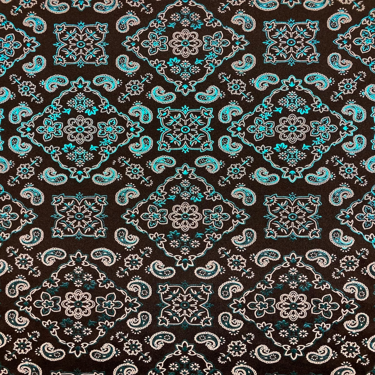 Bandana Paisley Print Nylon Spandex Fabric - Paisley Print, 60" Width (1 Yard)
