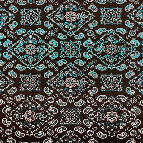 Bandana Paisley Print Nylon Spandex Fabric - Paisley Print, 60" Width (1 Yard)