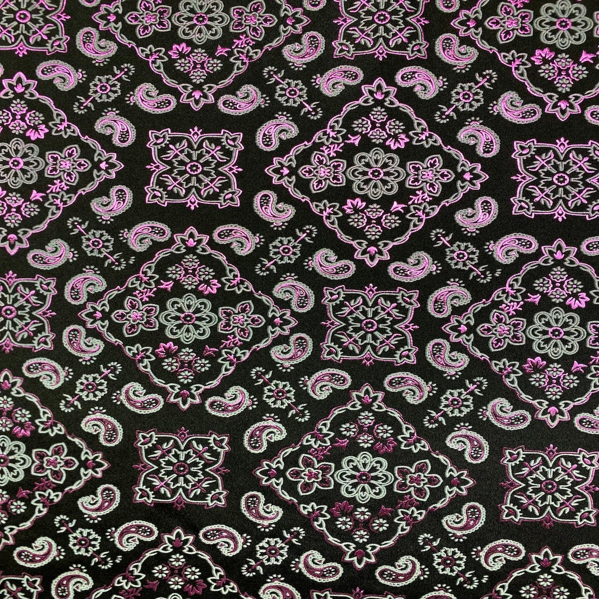 Bandana Paisley Print Nylon Spandex Fabric - Paisley Print, 60" Width (1 Yard)