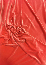Coral Stretch Velvet Fabric - Coral, 58"-60" Width