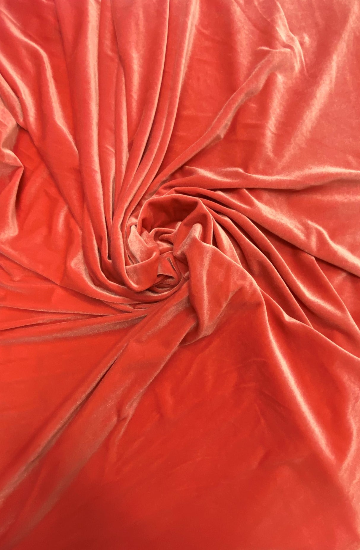 Coral Stretch Velvet Fabric - Coral, 58"-60" Width