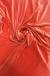 Coral Stretch Velvet Fabric - Coral, 58"-60" Width