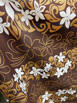 Tiare Garden Glitter Polyester Fabric - Various Color Background, White And Glitter Gold Floral Plumeria Design, 60" Width (1 Yard)