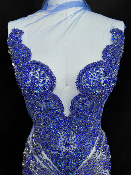 Royal Blue Rhinestone Bodice Applique