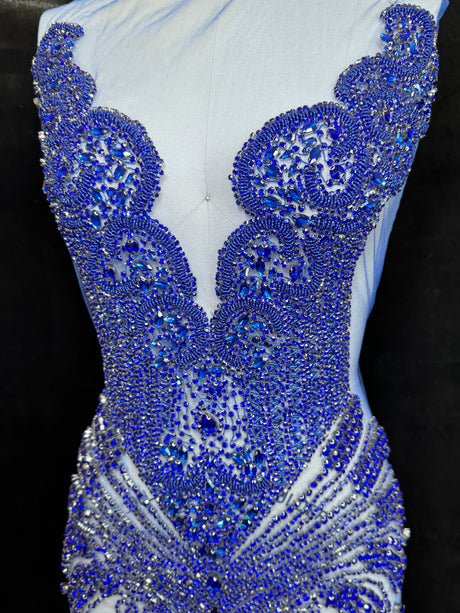 Royal Blue Rhinestone Bodice Applique
