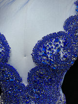 Royal Blue Rhinestone Bodice Applique