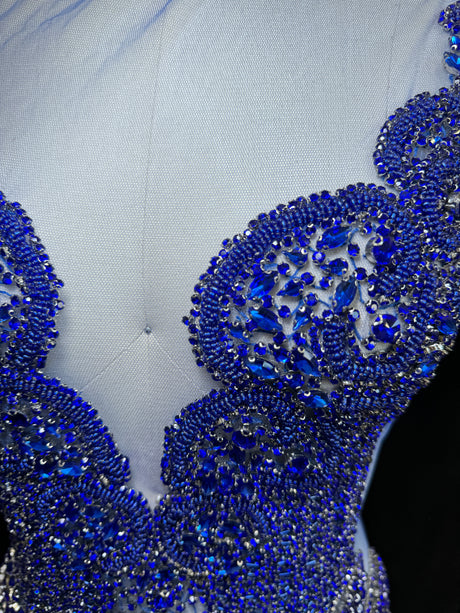 Royal Blue Rhinestone Bodice Applique