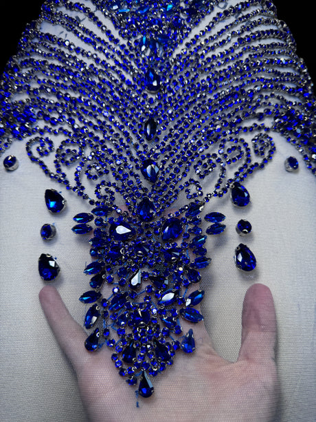 Royal Blue Rhinestone Bodice Applique