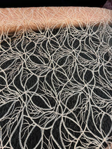 Stretch Sequin Embroidered Mesh Peach