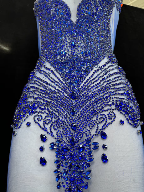 Royal Blue Rhinestone Bodice Applique