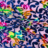 Bombay Multicolor Floral Burnout Stretch Velvet Fabric - Multicolor Floral Burnout, 58" Width (1 Yard)