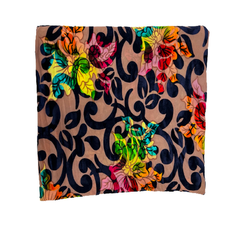 Burnout Stretch Velvet Fabric Multicolor Floral