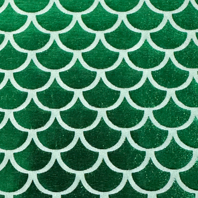Metallic Jersey Polyester Fabric Green Mermaid Foil 60"