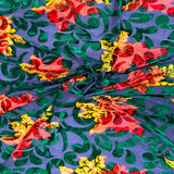 Bombay Multicolor Floral Burnout Stretch Velvet Fabric - Multicolor Floral Burnout, 58" Width (1 Yard)