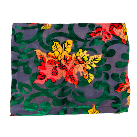 Burnout Stretch Velvet Fabric Multicolor Floral
