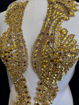 Gold Rhinestone Bodice Applique