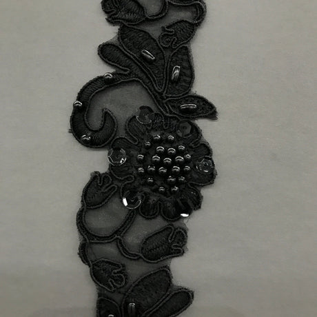 Beaded Corded Lace Trim Organza