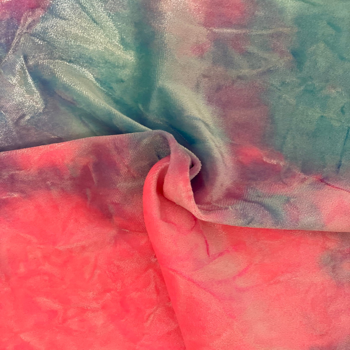 Tie Dye Stretch Velvet Fabric - 4-Way Stretch, 60" Width, 360 GSM (1 Yard)