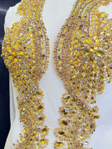 Gold Rhinestone Bodice Applique
