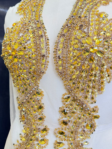 Gold Rhinestone Bodice Applique