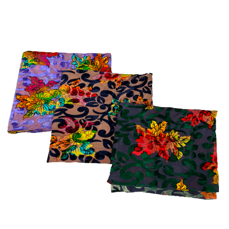 Burnout Stretch Velvet Fabric Multicolor Floral