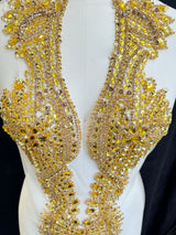 Gold Rhinestone Bodice Applique