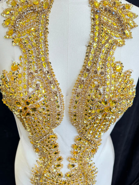 Gold Rhinestone Bodice Applique