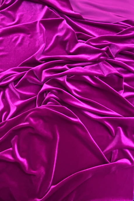 Magenta Stretch Velvet Fabric - Magenta, 58"-60" Width