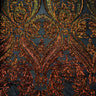 Catina Damask Stretch Sequins Nylon Spandex Mesh Fabric - Iridescent Sequin Damask, 60" Width, 52" Sequin Width (1 Yard)