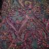 Catina Damask Stretch Sequins Nylon Spandex Mesh Fabric - Iridescent Sequin Damask, 60" Width, 52" Sequin Width (1 Yard)