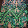 Catina Damask Stretch Sequins Nylon Spandex Mesh Fabric - Iridescent Sequin Damask, 60" Width, 52" Sequin Width (1 Yard)