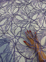 Stretch Sequin Embroidered Mesh Lavender