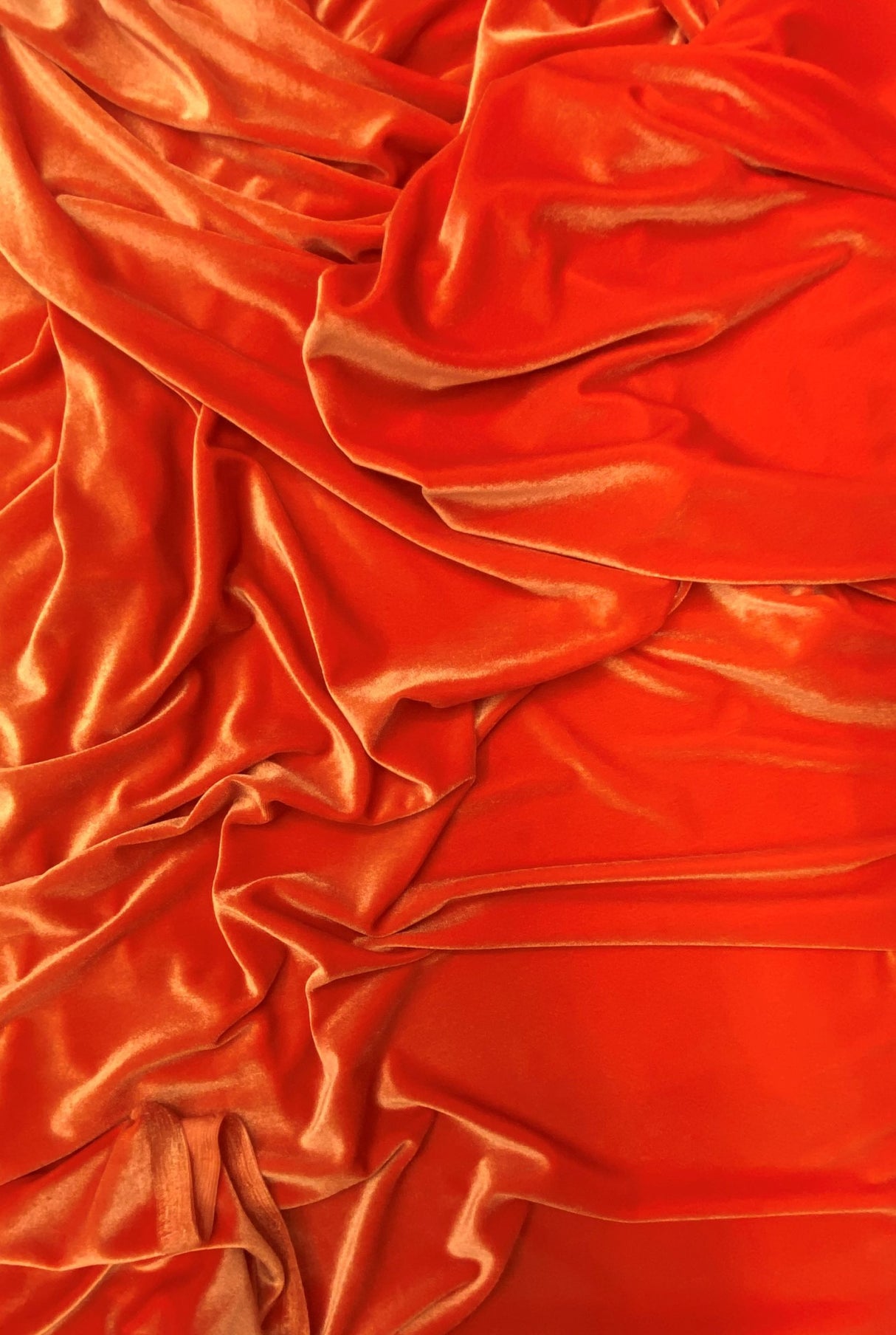 Orange Stretch Velvet Fabric - Orange, 58"-60" Width