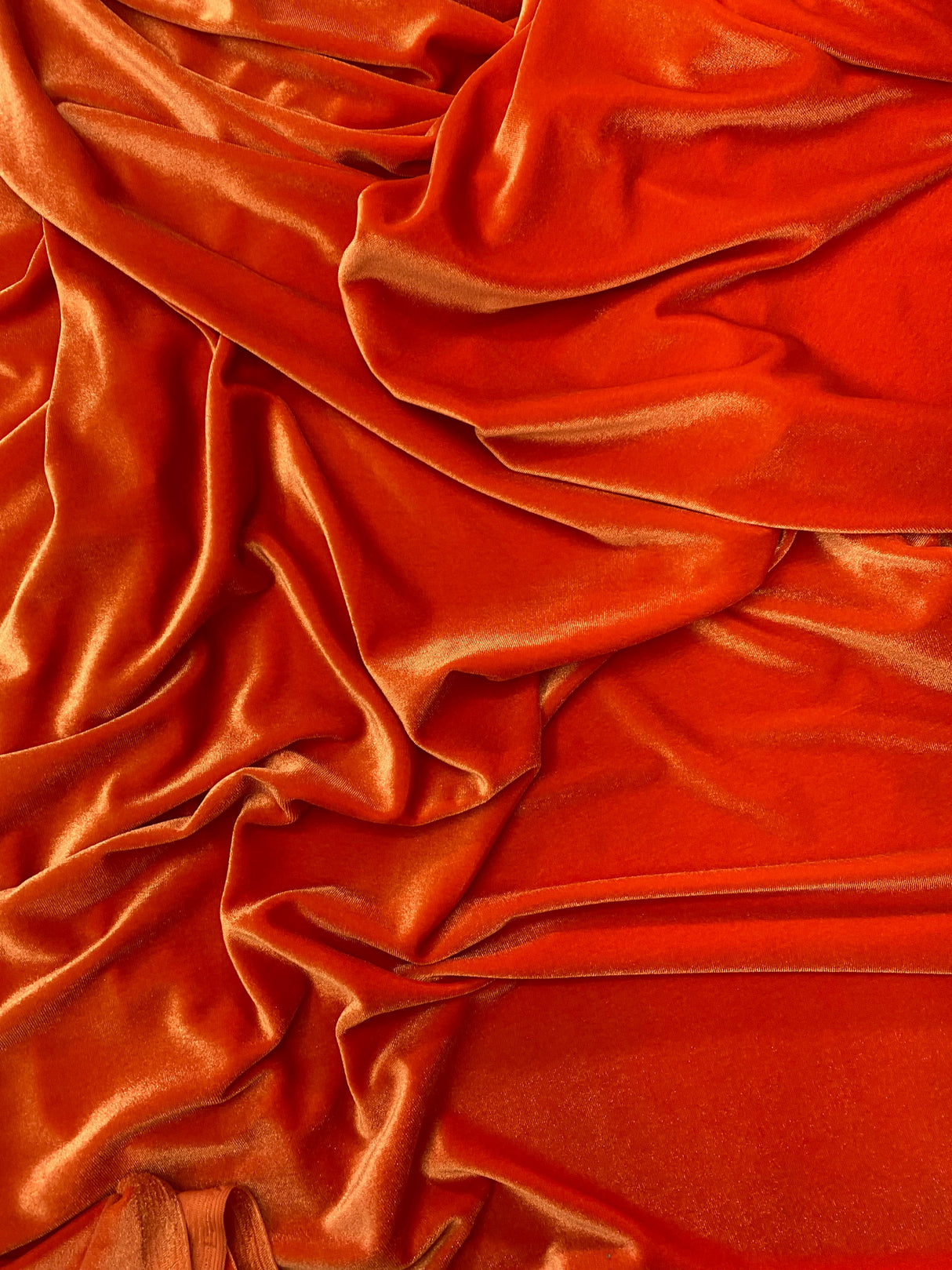 Orange Stretch Velvet Fabric - Orange, 58"-60" Width