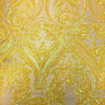Catina Damask Stretch Sequins Nylon Spandex Mesh Fabric - Iridescent Sequin Damask, 60" Width, 52" Sequin Width (1 Yard)