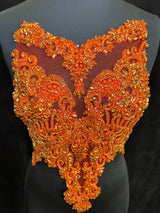 Orange Rhinestone Bodice Applique