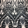 Catina Damask Stretch Sequins Nylon Spandex Mesh Fabric - Iridescent Sequin Damask, 60" Width, 52" Sequin Width (1 Yard)