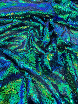 Stretch Sequin On Mesh Green Iridescent