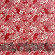 Polynesian Hibiscus & Plumeria Flowers Poly-Cotton Fabric - Traditional Tattoo Single Border, 45" Width (1 Yard)
