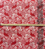 Poly-Cotton Fabric Polynesian Hibiscus & Plumeria Single Border
