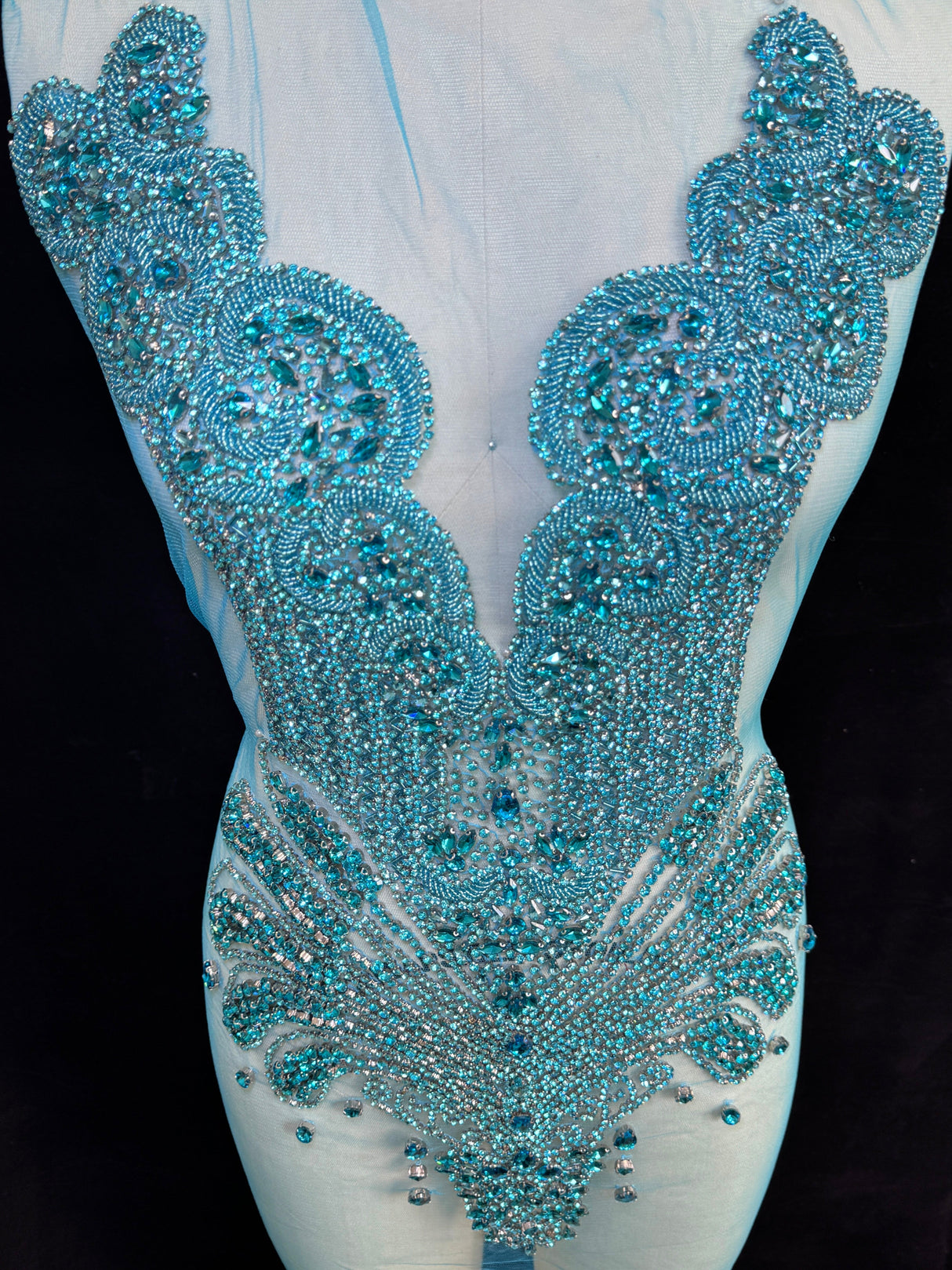 Turquoise Rhinestone Bodice Applique