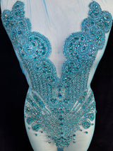 Turquoise Rhinestone Bodice Applique