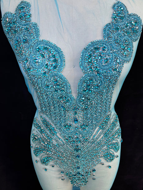 Turquoise Rhinestone Bodice Applique