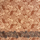 Polynesian Hibiscus & Plumeria Flowers Poly-Cotton Fabric - Traditional Tattoo Single Border, 45" Width (1 Yard)