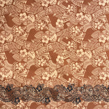 Polynesian Hibiscus & Plumeria Flowers Poly-Cotton Fabric - Traditional Tattoo Single Border, 45" Width (1 Yard)