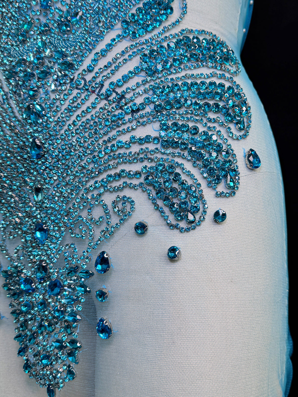 Turquoise Rhinestone Bodice Applique