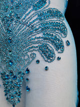 Turquoise Rhinestone Bodice Applique